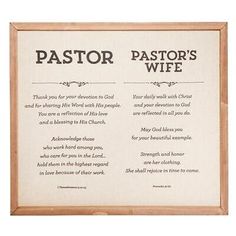 a wooden framed sign with the words pastor's wife and two other words on it