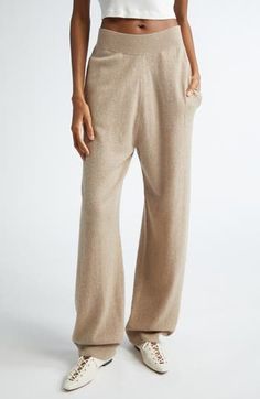 Ribbing at the waistband and cuffs frames these easygoing joggers knit from a luxurious blend of cashmere and wool. 28" inseam; 14" leg opening; 13" front rise; 16" back rise (size X-Small) Elastic waist Ribbed cuffs 75% cashmere, 25% wool Hand wash, dry flat Imported Designer Clothing Relaxed Fit Cashmere Pants For Loungewear, Fall Cashmere Sweatpants For Loungewear, Casual Cashmere Sweatpants For Fall, Casual Fall Cashmere Sweatpants, Casual Wool Pants For Loungewear, Casual Cashmere Bottoms With Ribbed Waistband, Relaxed Fit Cashmere Bottoms For Loungewear, Cozy Cashmere Lounge Bottoms, Cozy Cashmere Bottoms For Winter