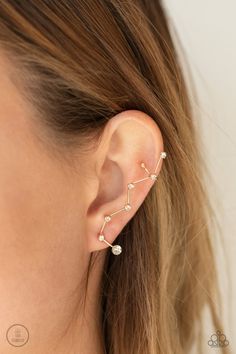 Dotted with dainty white rhinestones, zigzagging gold bars delicately climb the ear, creating a sparkly constellation. Earring attaches to a standard post fitting. Features a dainty cuff attached to the top for a secure fit. Sold as one pair of ear crawlers. P5PO-CRGD-101XX Gold Ear Crawlers, Crawler Earrings, Ear Crawler, Ear Crawler Earrings, Ear Crawlers, Gold Bars, Crawlers Earrings, Earrings Trendy, Gold Dots