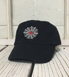 Embroidered Spider, Spider Hat, Black Baseball Cap, Embroidered Baseball, The Spider, Embroidered Baseball Caps, White Hat, Dad Caps, Grandpa Gifts