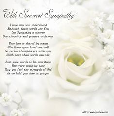 a white rose with the words wish sweet sympathy