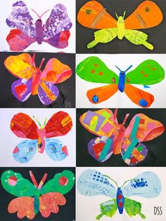 four different types of paper butterflies