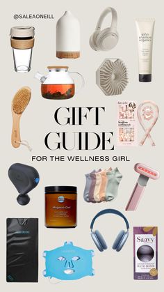 the gift guide for the well - being girl is on display in front of a white background