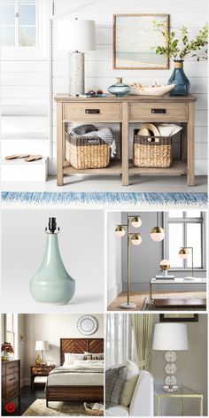 a collage of photos with different furniture and decor