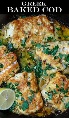 a skillet filled with chicken covered in sauce and garnished with cilantro