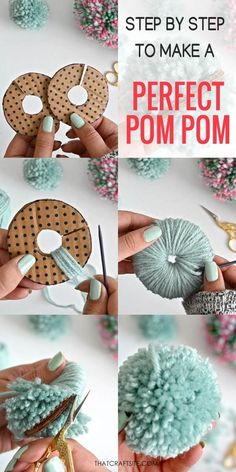 How to Make Pom Poms with a Cardboard Template Make Pom Poms, Cardboard Template, Yarn Pom Poms, Leftover Yarn, Diy Yarn, Pom Pom Maker, Yarn Pom Pom