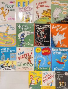 there are many dr seuss books on the wall