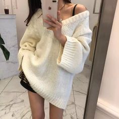 Beautiful Super Chic Creamy White And Black Wide Sleeve Sweater Cotton/Acrylic Wide Sleeve Sweater, Sweaters Knitted, Winter Knitwear, The Cardigans, Knit Outerwear, Women Sweaters Winter, Boho Dresses, Winter Pullover, Many Thanks