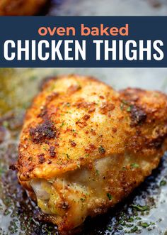 oven baked chicken thighs on a baking sheet