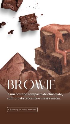 chocolate brownies are stacked on top of each other with the words browne above them