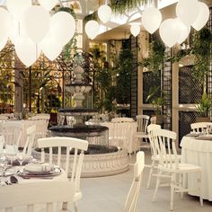 tables and chairs are set up for an event