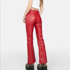 Dollskill Xxs Faux Leather Pants Red Leather Pants, Snake Print Pants, Vegan Leather Pants, Red Flare, Cropped Flare Pants, Leather Pants Women, Green Cargo Pants, Pink Jeans, Cargo Pants Women