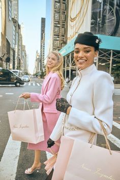 Wearing (left) the Gabriella Coat in Pink, (right) the Paris White Coat. Nana Jacqueline, Ritz Paris, Parisienne Chic, Luxury Lifestyle Fashion, Silk Pajama Set, White Coat, Designer Wear, Fascinator