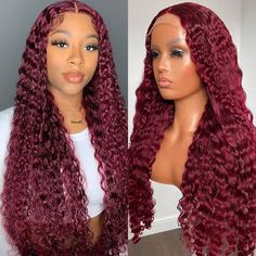 Hair Material: 100% Virgin Human Hair, 10A Grade, No Really Shedding, No Tangle, No Bad Smell.Hair Color: Burgundy ColorWig Density: 150% DensityHair Length: 14 inch-32 inch are availableWig Cap Size/ Circumference: 22.5 inches (54-58 cm)Texture: Deep Wave Hair, Natural Hairline, Soft, Comb Easily, Can Re-style and Color well.Lace Net: 13x4 Swiss lace, HD Transparent Color, Pre-plucked with Baby Hair, Natural HairlinePack: 1 Piece 99J Color Hair Deep Wave Hair Wigs 13x4 Transparent Lace Front Wi Lace Front Wigs Deep Wave, Wigs Burgundy, Wigs Deep Wave, Hair Color Burgundy, Bad Smell, Deep Wave Hairstyles, Black And Blonde