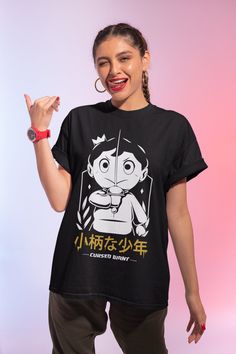 Anime Shirt, Manga Shirt, Japanese Shirt, Anime Graphic Tees, Anime Girlfriend Shirt, Cool Anime Shirt, Funny Anime T Shirt This classic unisex jersey short sleeve tee fits like a well-loved favorite. Soft cotton and quality print make users fall in love with it over and over again. These t-shirts have-ribbed knit collars to bolster shaping. The shoulders have taping for better fit over time. Dual side seams hold the garment's shape for longer. \n.: 100% Airlume combed and ringspun cotton (fiber Fandom Cartoon Print Cosplay Tops, Fandom Cartoon Print Tops For Cosplay, Anime Print Crew Neck Shirt, Anime Style Letter Print Top For Cosplay, Harajuku Style Screen Print Shirt For Cosplay, Anime Style Cosplay Top With Letter Print, Short Sleeve Fandom Shirt With Anime Print, Kawaii Character Print Fan Merchandise Tops, Short Sleeve Shirt With Anime Print For Fandom