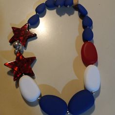 Fun Americana Necklace & Earring Set , Perfect For Summer Holidays. Very Fun In Classic Red, White, & Blue With Silver Accents. New From Market, Nwt. Statement Piece For Sure..... Patriotic Round Beads Necklace As Gift, Patriotic Round Beads Necklace Gift, Patriotic Blue Round Bead Jewelry, Adjustable Blue Patriotic Necklace, Patriotic Blue Jewelry For Party, Blue Patriotic Necklace For Gift, Patriotic Blue Necklace For Gift, Patriotic Multicolor Necklaces For Gifts, Adjustable Patriotic Necklaces As A Gift