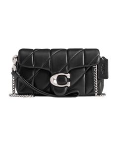 Coach "Tabby" wristlet in quilted pillow leather  Detachable wristlet strap Detachable chain crossbody strap, 23"L Can be worn as a wristlet or crossbody bag  Flap top with logo magnetic closure  Divided interior; two card slots  Lining: Leather Approx. 4"H x 7.3"W Item Weight (Lbs.): 0.9 Spot clean Imported Coach Tabby, Chain Strap Bag, Girly Bags, Quilted Pillow, Leather Wristlet, Cute Bags, Crossbody Strap, Magnetic Closure, Chain Strap