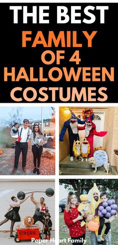 the best family of 4 halloween costumes for adults, kids and teens to make their own costume