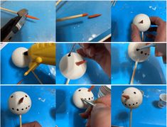 the process of making snowmen out of marshmallows