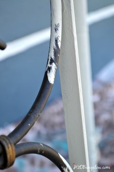 an iron bar with some white paint on it