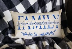 a pillow that says family on it