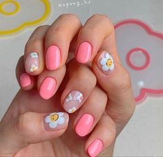 Hello beautiful girls, how are you? for me, today was not my day because I had to practice at the hospital and wow they treated me badly a... Nails For Kids, Disney Nails, Easter Nails, Short Acrylic Nails Designs