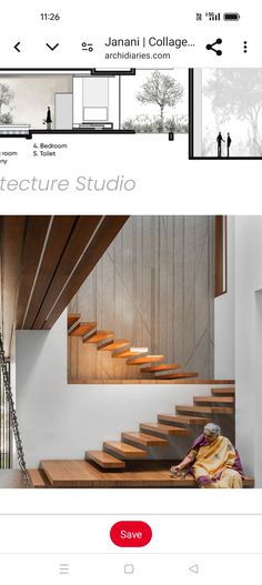 the homepage for an architecture studio with stairs and people walking up it, in front of