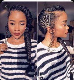 Goddess Braid, Two Braids, Natural Hair Updo, Braid Ideas, Natural Hair Inspiration, Scene Hair, Afro Hairstyles, Protective Styles, Protective Hairstyles