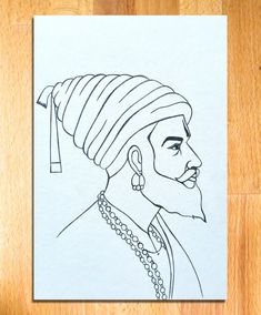 a drawing of a man with a turban on his head