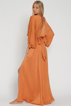 Details Content + Care 100% PolyesterImport Size + Fit Product Code: 93150 Tie Backs, Dolman Sleeve, Tie Back, Over 50, Rust, Maxi Dress, Dresses, Clothes