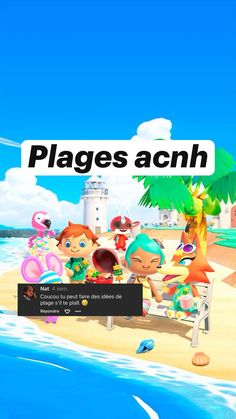 an image of a cartoon character on the beach with other characters in front of it