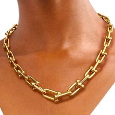 New. Hardware Bold Graduated Chain Of Gauge Links U Shaped Necklace. Perfect For Everyday Wear If You Love Fashion Luxury . High Quality Jewelry . 18k Gold Plated And Stainless Steel. Water Resistant. Does Not Tarnish. Unisex. 17 Inches Long And Adjustable To Any Shorter Length. Cheap Tarnish Resistant Link Jewelry, Cheap Metal Link Jewelry, Cheap Artisan Gold Necklaces, Chunky Gold Necklace, Gold Water, Black Bead Necklace, Rhinestone Choker, Beaded Pendant Necklace, Diffuser Bracelets