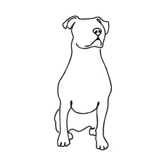 the outline of a dog is shown in black and white, with an image of a pitbull on it's chest