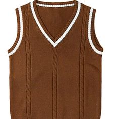 100% Cotton Pullover School Uniform Sweater Vest Stretchy Ribbed Neckline, Cuffs And Hem, Not Easy To Deform V Neck, Sleeveless, Classic Cable Knits Soft And Cozy For A Spring And Fall Wearing Just Ask For Available Sizes: Xs, S, M, L, Xl, 2xl Item # Mm025 Brown Knit Vest Top, Brown Knitted Sleeveless Top, Brown Knitted Cotton Sweater Vest, Knitted Cotton Brown Sweater Vest, Knitted Brown Cotton Sweater Vest, Knitted Cotton Sweater Vest In Brown, Fitted Brown Sleeveless Sweater Vest, Brown Knit Sleeveless Vest, Fitted Brown Sweater Vest