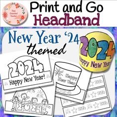 new year's coloring pages with the words happy new year and 2012 on them