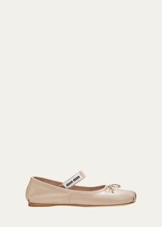 Miu Miu Leather Ballerina Flats - Bergdorf Goodman Miu Miu Ballerina, Vamps Band, Satin Ballet Flats, Ballet Slippers, Miu Miu Ballet Flats, Penny Loafers, Bergdorf Goodman, Black Flats