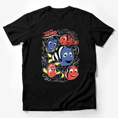 a black t - shirt with an image of finding nemo