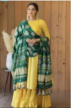 Indian Attire Modern, Yellow Dress Design, Haldi Dress Ideas, Gowns Dresses Indian, Kurti Dress Designs, Sharara Dress, Trendy Kurti, Designer Dresses Elegant, Haldi Dress