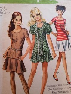 Simplicity 8780 Size 12 Bust 34 waist 25 1/2 Miss Junior and misses' two-piece dress in two lengths.   1970 This pattern is in good used condition.  Pattern envelope shows signs of wear.   classic fashion design. Thank you! Sew it goes! 1970 Dress Patterns, 1960s Fashion Women, Evening Gown Pattern, 70s Mode, 1970 Fashion, Vintage Feminine, 1970 Dress, Simplicity Patterns Vintage, Simplicity Patterns Dresses