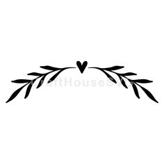 a black and white silhouette of an olive branch with a heart on it's end