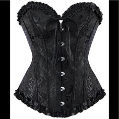 This Beaufitul Vintage Style Corset Vest Is Made Of Two Layers Of Fabric,Plastic Bones To Support. The Corset Is Designed By Waist Size, Please Choose Your Corset According To Your Waistline. If Your Waist Measurment Is Between Two Size, Please Choose The Smaller Size. Sheer Elastic Waist Hi/Lo Skirt With Velvet Flocked Floral Design Nwot Womens Corset Tops, Corset Steampunk, Corsets Vintage, Floral Bustier, Waist Corset, Floral Lingerie, Leather Bustier, Steampunk Corset, Graduation Outfits