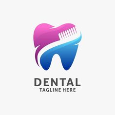 dental logo design with toothbrush in the shape of a tooth, on a white background