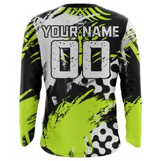 Specially designed for proud bikers. Let's wear this awesome jersey shirt and be bold. PERSONALIZED RIDING JERSEY: This super cool shirt is exactly what all bikers are looking for. Add your name/number to make it a unique one that bears your own imprints. UPF 30+ SPF PROTECTION: Be confident on your ride with this protective jersey from harmful UVA/UVB rays. UNISEX ADULTS & KIDS: Our riding jerseys are all ideal for men, women & youth bikers. Check the size chart to find your fitted size. COMFOR Dirt Bike Shirts, Racing Jersey, Motocross Riders, Uv Shirt, Motocross Racing, Bike Shirts, Bowling Shirts, Jersey Shirt, Be Bold