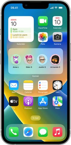 Cara menambah dan mengedit widget di iPhone Apple Support (ID) Cute Homescreen Ideas, Iphone 13 Blue, Widget Layout, Music Widget, Iphone Setup, Ios Widgets, Wallpaper Layout, Iphone Widgets, Ripped Muscle