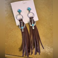 New 5” Western Boho Leather Cactus Post Turquoise Earrings Small Business Inspiration, Western Earrings, Boho Leather, Western Boho, Business Inspiration, Jewelry Inspo, Earrings Color, Turquoise Earrings, Leather Earrings