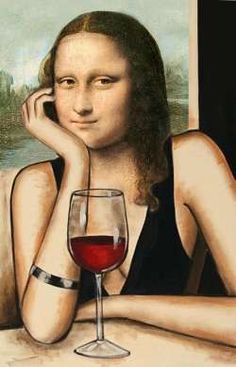 a painting of a woman holding a glass of wine and talking on her cell phone