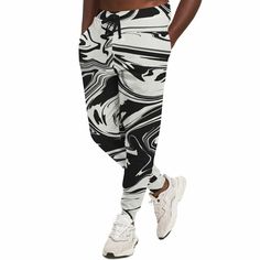 Wavy Black & White Abstract Psychedelic Pattern Fashion Jogger