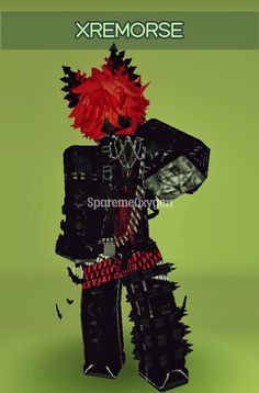 an animated image of a person dressed up in black and red with spikes on his head