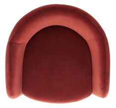 a red chair that is shaped like a dog bed with a rounded cushion on top