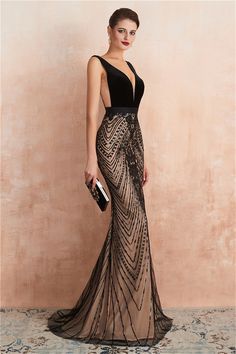 Prom Dresses Long Black, Sequin Mermaid Dress, Long Party Gowns, Sweep Train Prom Dress, Luxurious Dresses, Evening Dresses Online, Black Prom, Clothing Designs, فستان سهرة